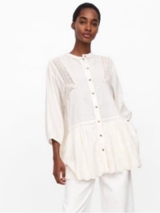 Zara Dresses & Skirts - Zara Embroidered Mini Shirt Dress Size L